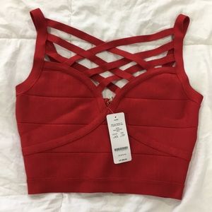 Bebe Mira Cage Bandage Crop Top